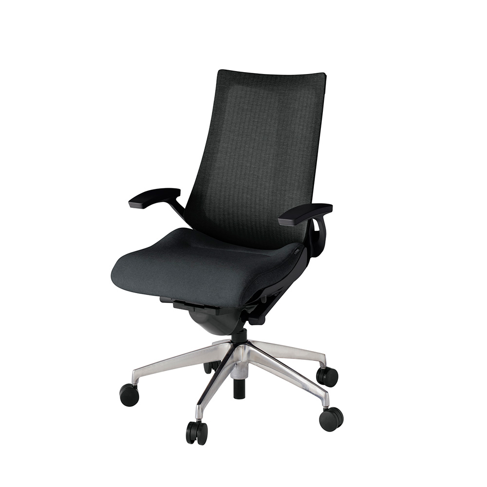 アクト2 KJ-475JE-ZTT1 メッシュバック テクスチャード 固定肘 ナイロンキャスター[ ベースカラー: ZT 張地カラー: T1 / ブラック  ]