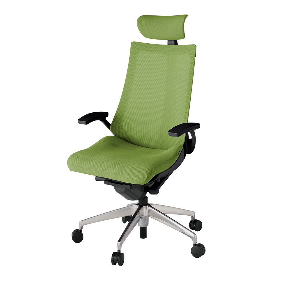 アクト2 KJ-475JVE-ZTQ7 メッシュバック プレーン 固定肘 ヘッドサポート ( クロス ) ナイロンキャスター[ ベースカラー: ZT 張地カラー: Q7 / グラスグリーン  ]