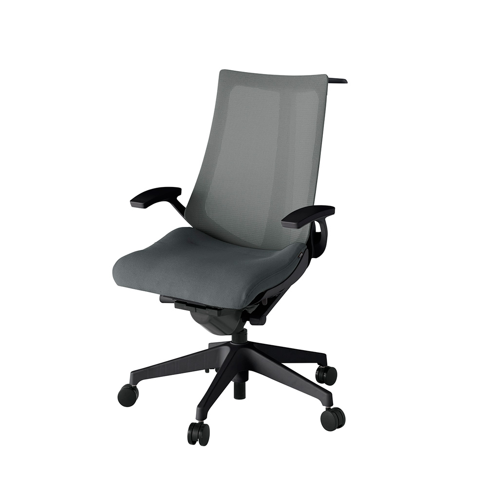 アクト2 KJ-475JVH-T1C3 メッシュバック プレーン 固定肘 ハンガーナイロンキャスター[ ベースカラー: T1 張地カラー: C3 / ダークグレー  ]