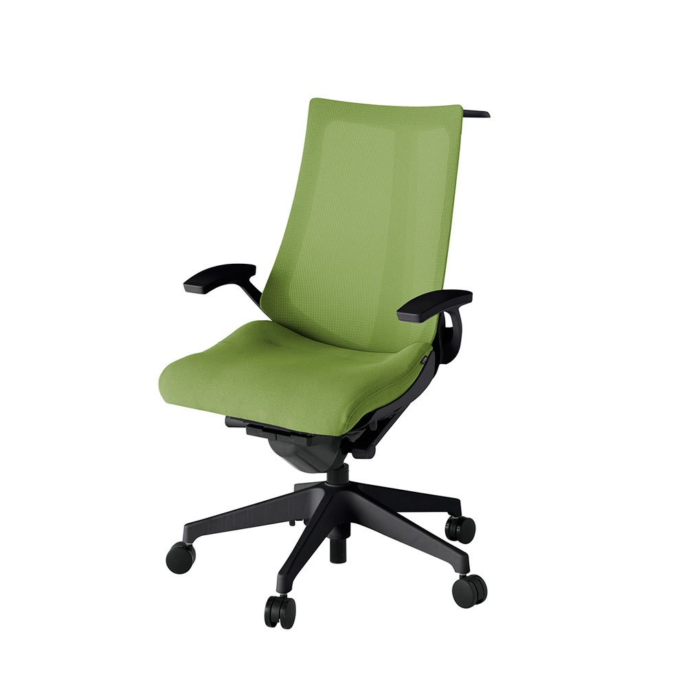 アクト2 KJ-475JVH-T1Q7 メッシュバック プレーン 固定肘 ハンガーナイロンキャスター[ ベースカラー: T1 張地カラー: Q7 / グラスグリーン  ]