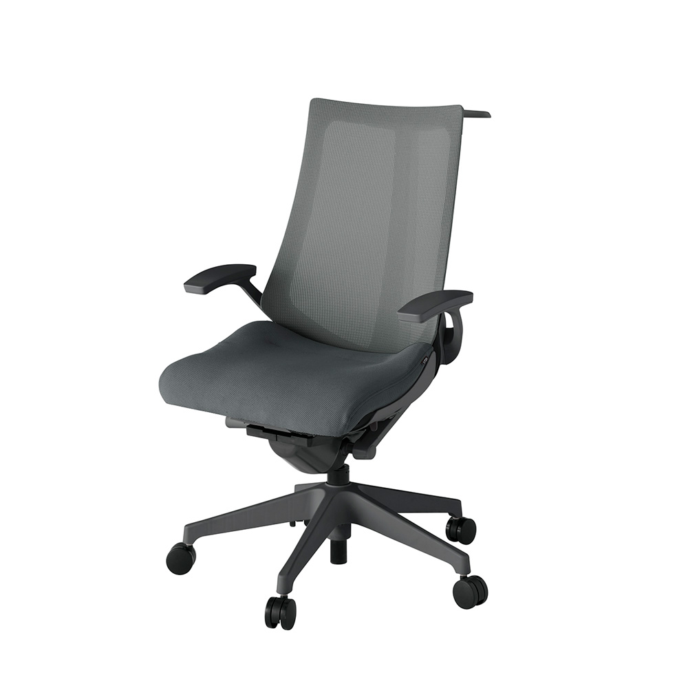 アクト2 KJ-475JVH-W2C3 メッシュバック プレーン 固定肘 ハンガーナイロンキャスター[ ベースカラー: W2 張地カラー: C3 / ダークグレー  ]