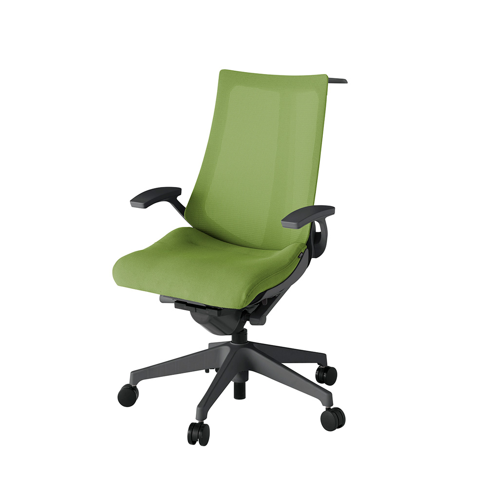 アクト2 KJ-475JVH-W2Q7 メッシュバック プレーン 固定肘 ハンガーナイロンキャスター[ ベースカラー: W2 張地カラー: Q7 / グラスグリーン  ]