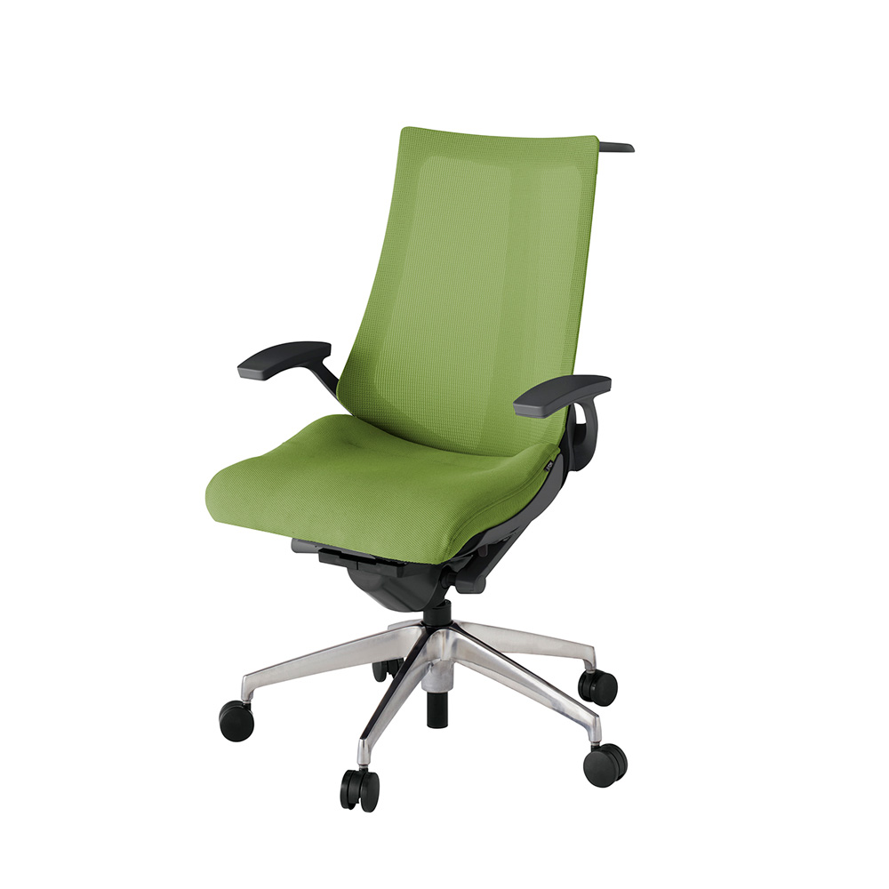 アクト2 KJ-475JVH-ZDQ7 メッシュバック プレーン 固定肘 ハンガーナイロンキャスター[ ベースカラー: ZD 張地カラー: Q7 / グラスグリーン  ]