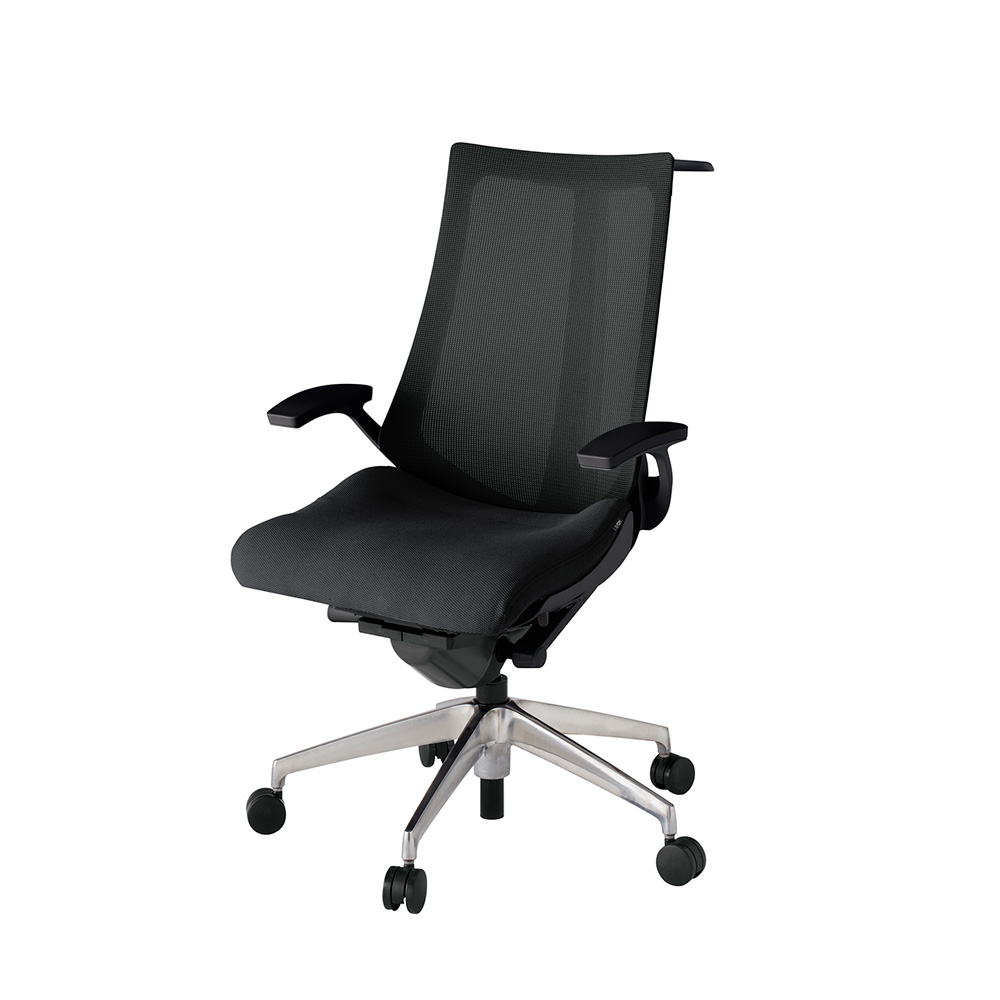 アクト2 KJ-475JVH-ZTT1 メッシュバック プレーン 固定肘 ハンガーナイロンキャスター[ ベースカラー: ZT 張地カラー: T1 / ブラック  ]