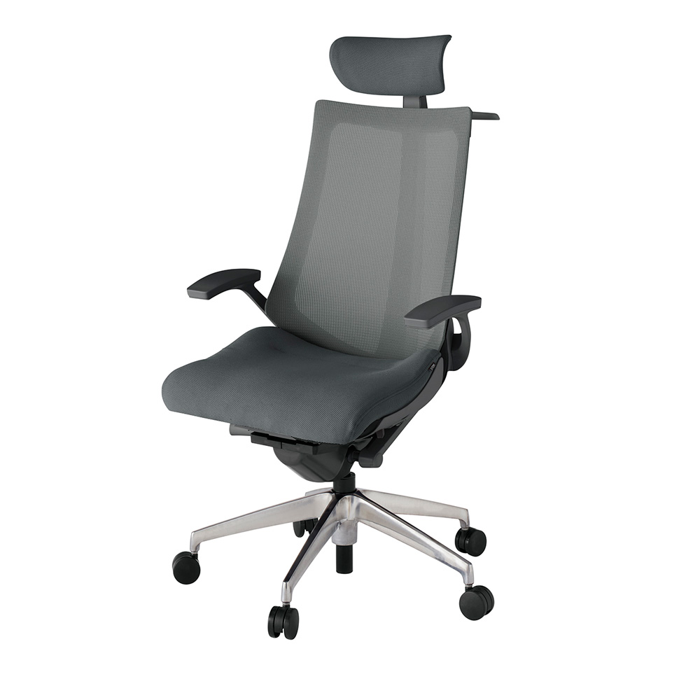 アクト2 KJ-475JVX-ZDC3 メッシュバック プレーン 固定肘 ヘッドサポート ( クロス ) ハンガー ナイロンキャスター[ ベースカラー: ZD 張地カラー: C3 / ダークグレー  ]