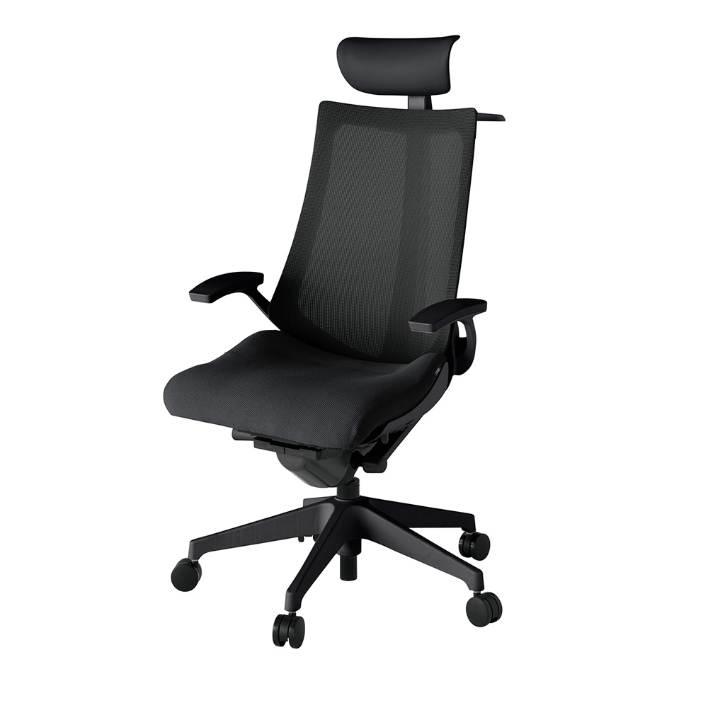アクト2 KJ-475JVY-T1T1 メッシュバック プレーン 固定肘 ヘッドサポート ( ビニール ) ハンガー ナイロンキャスター[ ベースカラー: T1 張地カラー: T1 / ブラック  ]