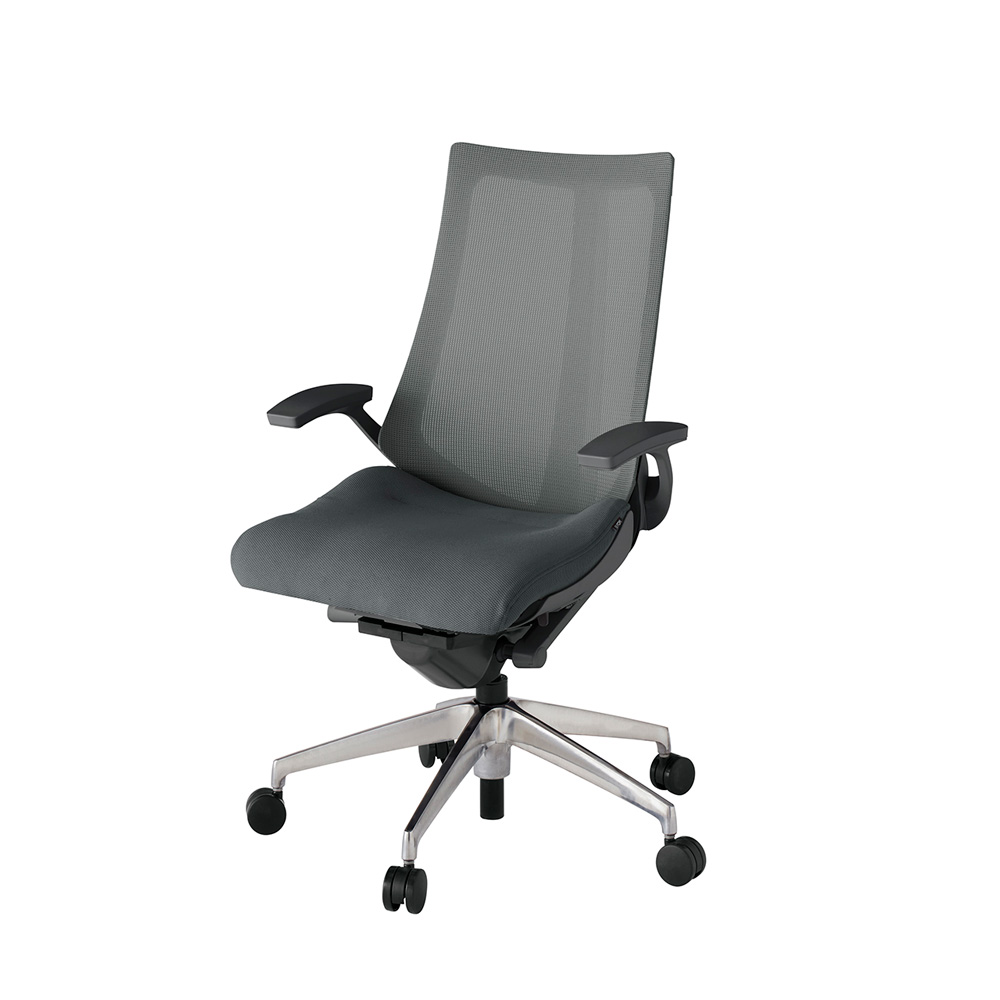 アクト2 KJ-475JV-ZDC3 メッシュバック プレーン 固定肘 ナイロンキャスター[ ベースカラー: ZD 張地カラー: C3 / ダークグレー  ]