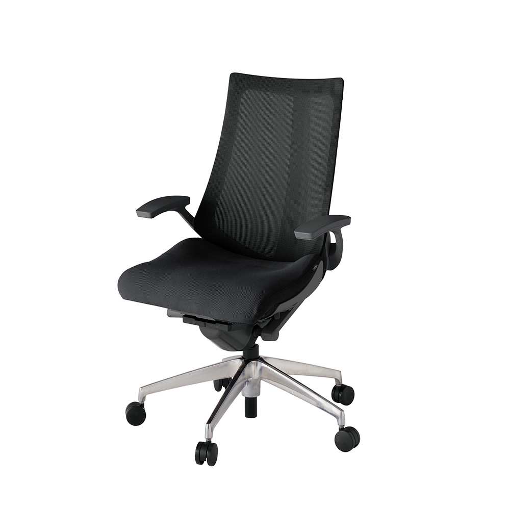 アクト2 KJ-475JV-ZDT1 メッシュバック プレーン 固定肘 ナイロンキャスター[ ベースカラー: ZD 張地カラー: T1 / ブラック  ]