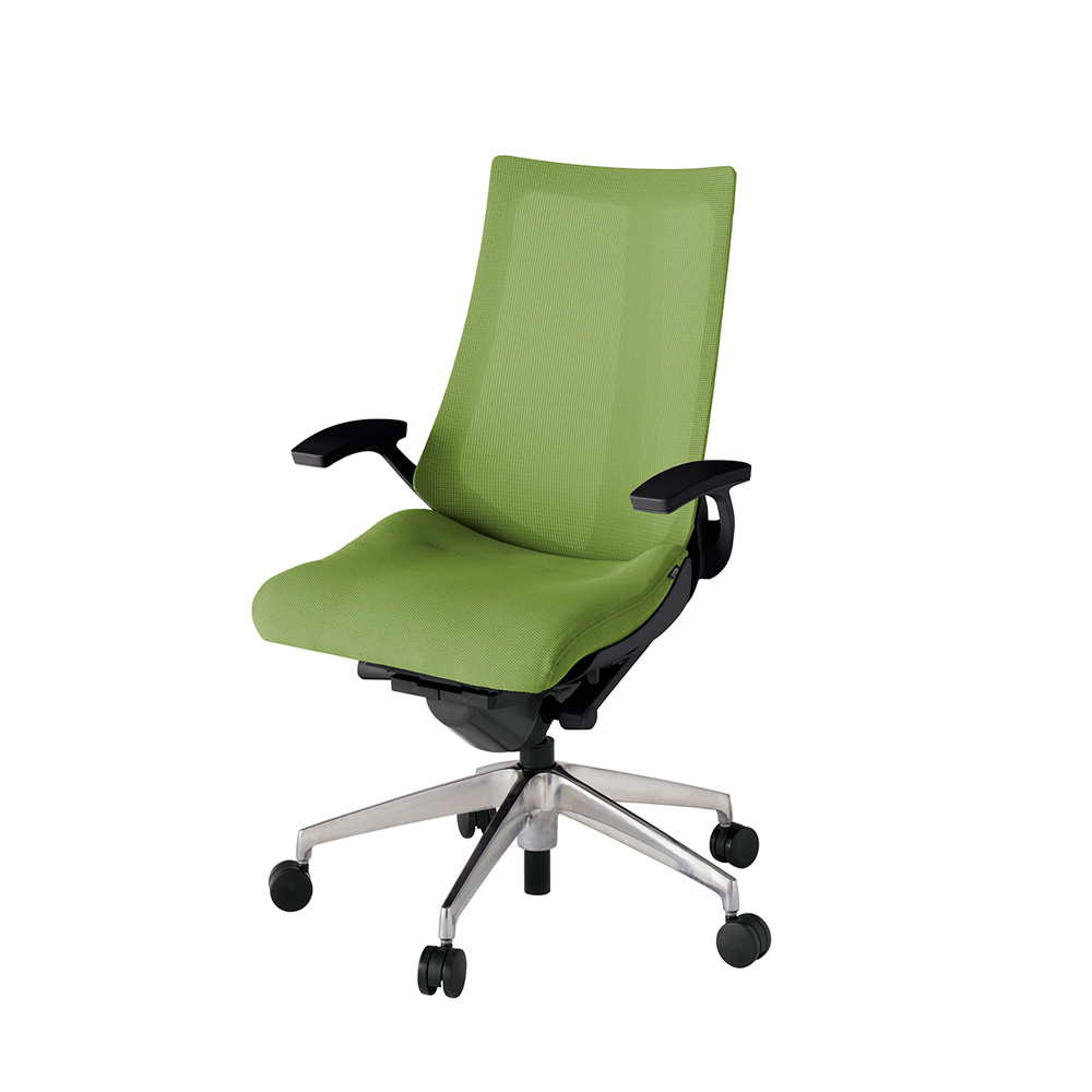 アクト2 KJ-475JV-ZTQ7 メッシュバック プレーン 固定肘 ナイロンキャスター[ ベースカラー: ZT 張地カラー: Q7 / グラスグリーン  ]