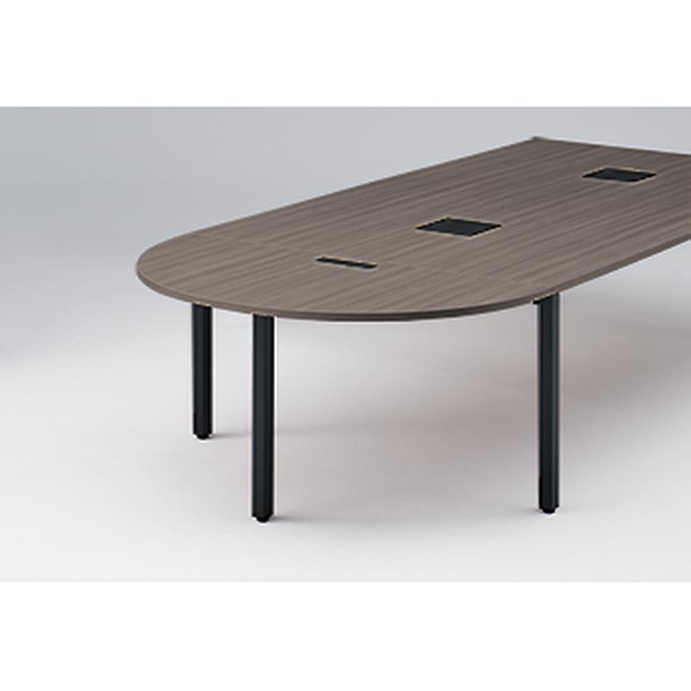 アクトリンク エンドテーブル半円型 配線キャップ付 アジャスター脚 W700×D1400×H720　JP-1407WCA-TR　［TR：天板 81/アッシュドオークD×脚 T1/サテンブラックT］