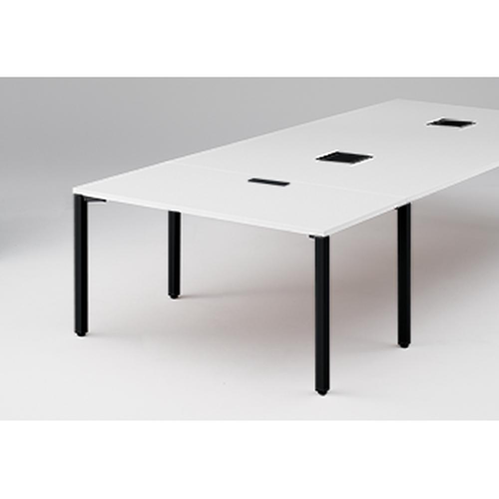 アクトリンク エンドテーブル角型 配線キャップ付 アジャスター脚 W700×D1400×H720　JP-1407WHA-TL　［TL：天板 W9/ホワイトW×脚 T1/サテンブラックT］