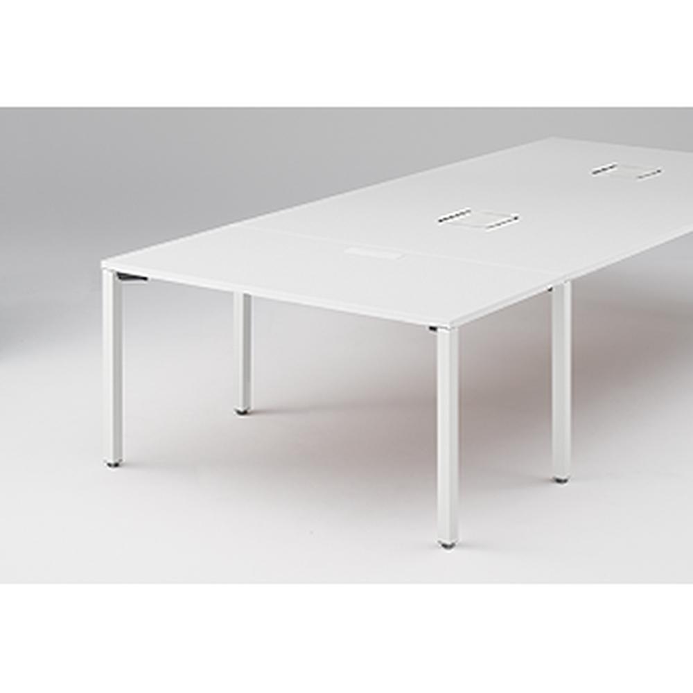 アクトリンク エンドテーブル角型 配線キャップ付 アジャスター脚 W700×D1400×H720　JP-1407WHA-WL　［WL：天板 W9/ホワイトW×脚 W9/ホワイトW］