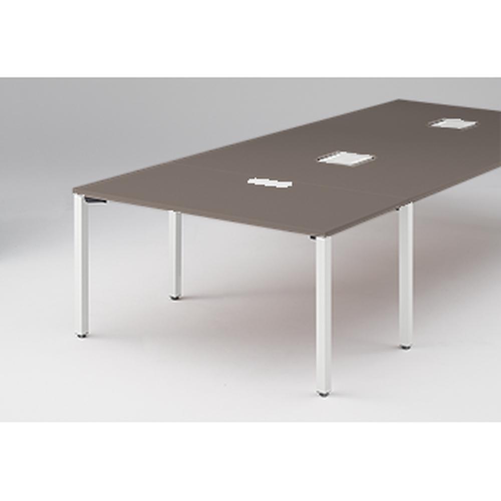 アクトリンク エンドテーブル角型 配線キャップ付 アジャスター脚 W700×D1400×H720　JP-1407WHA-WR　［WR：天板 81/アッシュドオークD×脚 W9/ホワイトW］