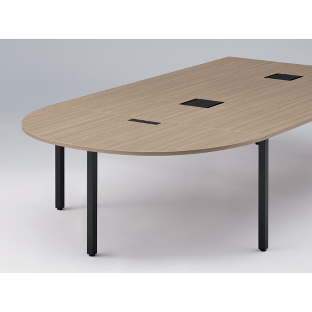 アクトリンク エンドテーブル半円型 配線キャップ付 アジャスター脚 W800×D1600×H720　JP-1608WCA-TM　［TM：天板 71/アッシュドオークＭ×脚 T1/サテンブラックT］