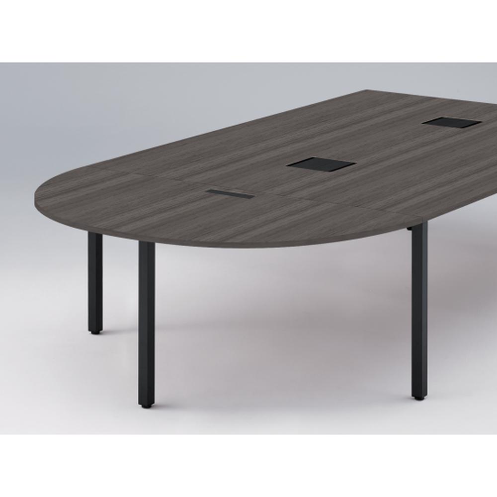 アクトリンク エンドテーブル半円型 配線キャップ付 アジャスター脚 W800×D1600×H720　JP-1608WCA-TR　［TR：天板 81/アッシュドオークD×脚 T1/サテンブラックT］