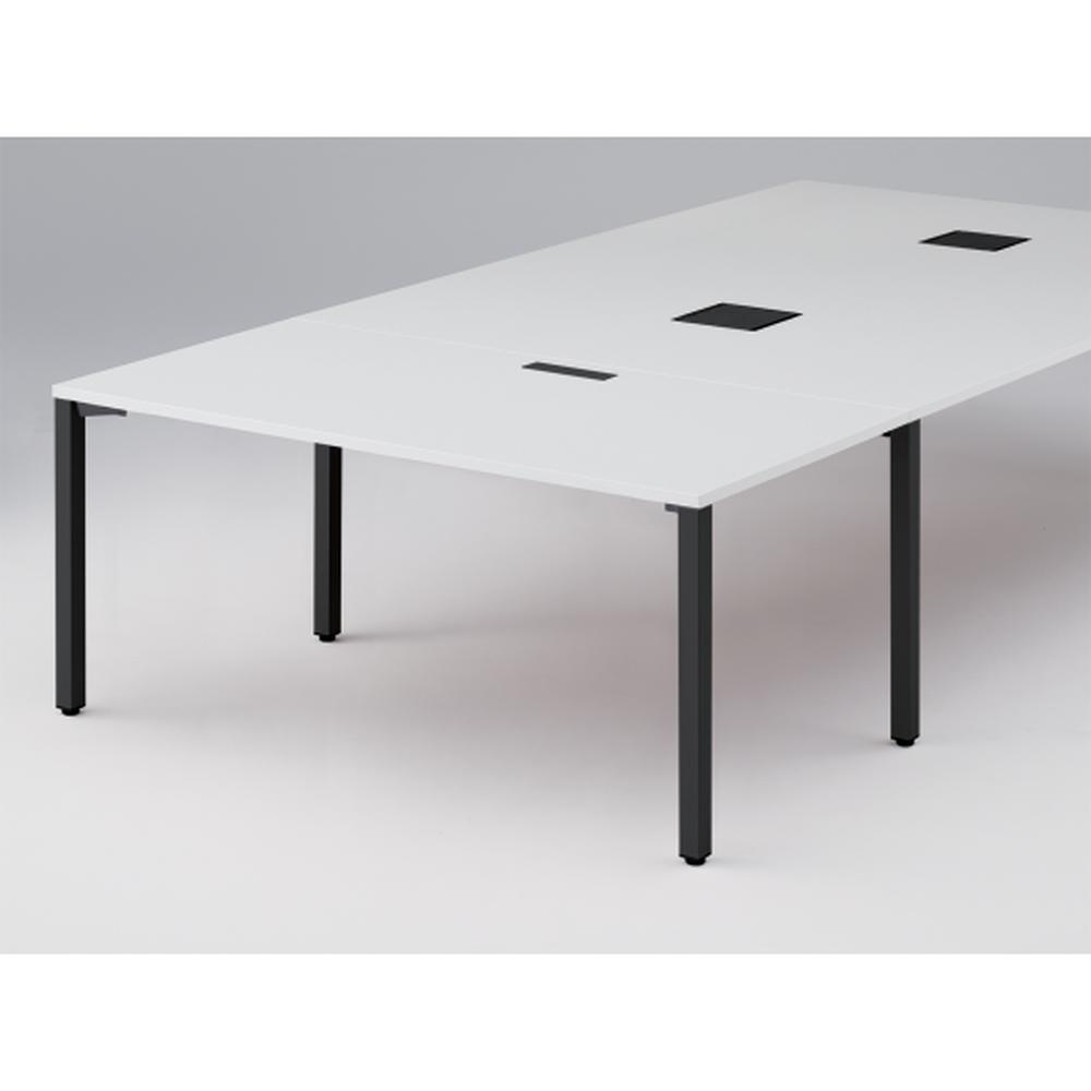 アクトリンク エンドテーブル角型 配線キャップ付 アジャスター脚 W800×D1600×H720　JP-1608WHA-TL　［TL：天板 W9/ホワイトW×脚 T1/サテンブラックT］