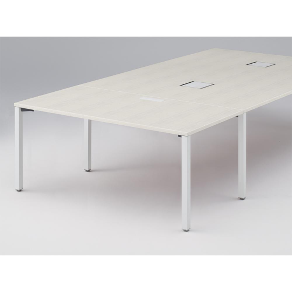 アクトリンク エンドテーブル角型 配線キャップ付 アジャスター脚 W800×D1600×H720　JP-1608WHA-WH　［WH：天板 61/アッシュドパインL×脚 W9/ホワイトW］