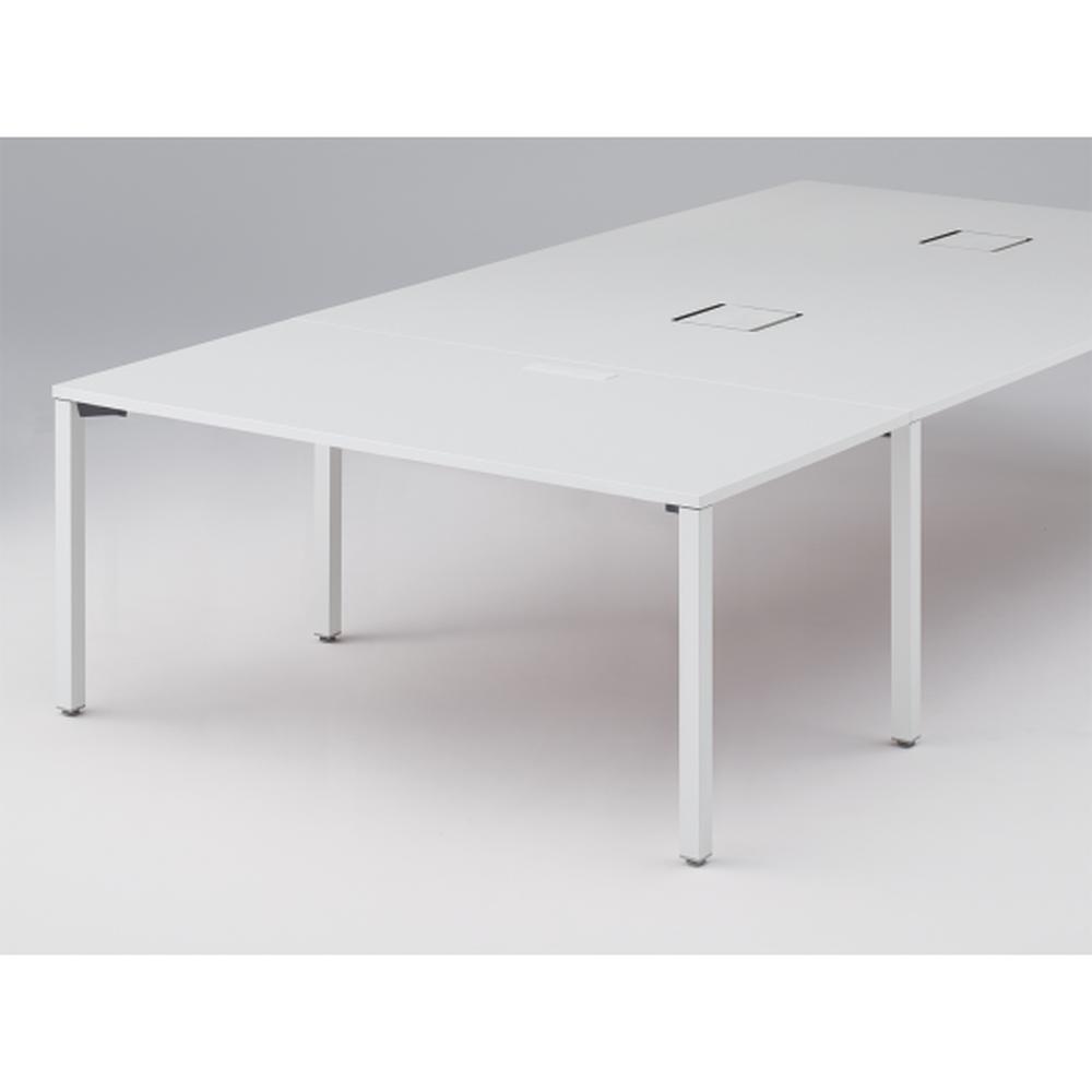 アクトリンク エンドテーブル角型 配線キャップ付 アジャスター脚 W800×D1600×H720　JP-1608WHA-WL　［WL：天板 W9/ホワイトW×脚 W9/ホワイトW］