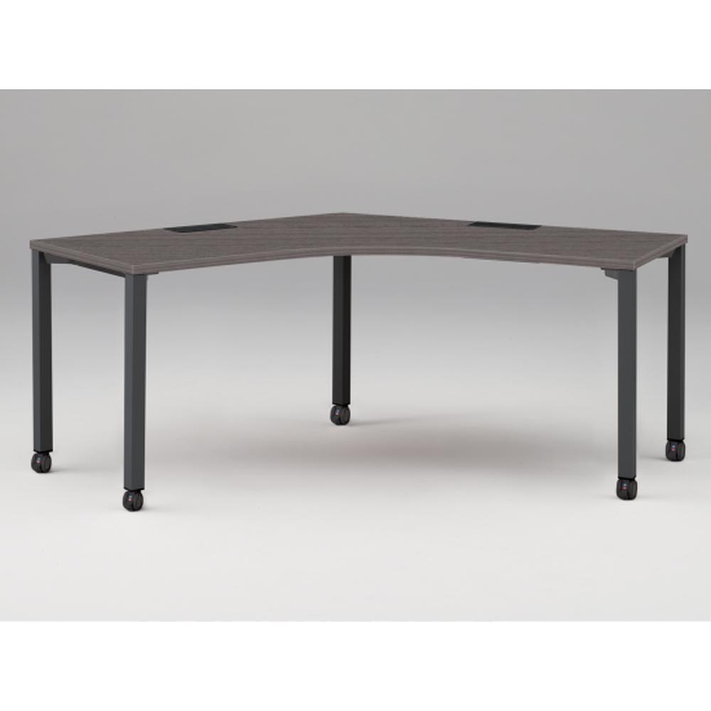 アクトリンク パーソナルテーブル 120°オペレーション キャスター脚 W1200×D600×H720　JP-2266SWC-TR　［TR：天板 81/アッシュドオークD×脚 T1/サテンブラックT］