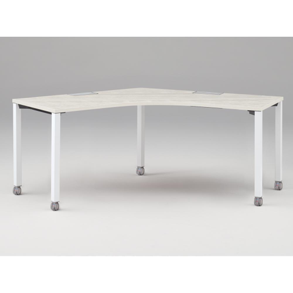 アクトリンク パーソナルテーブル 120°オペレーション キャスター脚 W1200×D600×H720　JP-2266SWC-WH　［WH：天板 61/アッシュドパインL×脚 W9/ホワイトW］