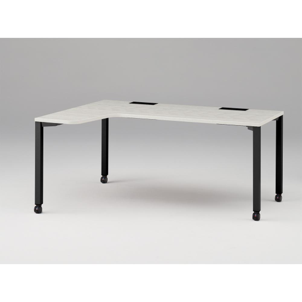 アクトリンク パーソナルテーブル 90°オペレーション（7/4） 左凸 キャスター脚 W1200(700)×D1200(430)×H720　JP-6274KLWC-TH　［TH：天板 61/アッシュドパインL×脚 T1/サテンブラックT］