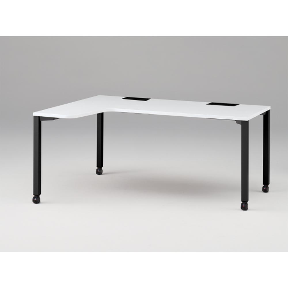 アクトリンク パーソナルテーブル 90°オペレーション（7/4） 左凸 キャスター脚 W1200(700)×D1200(430)×H720　JP-6274KLWC-TL　［TL：天板 W9/ホワイトW×脚 T1/サテンブラックT］