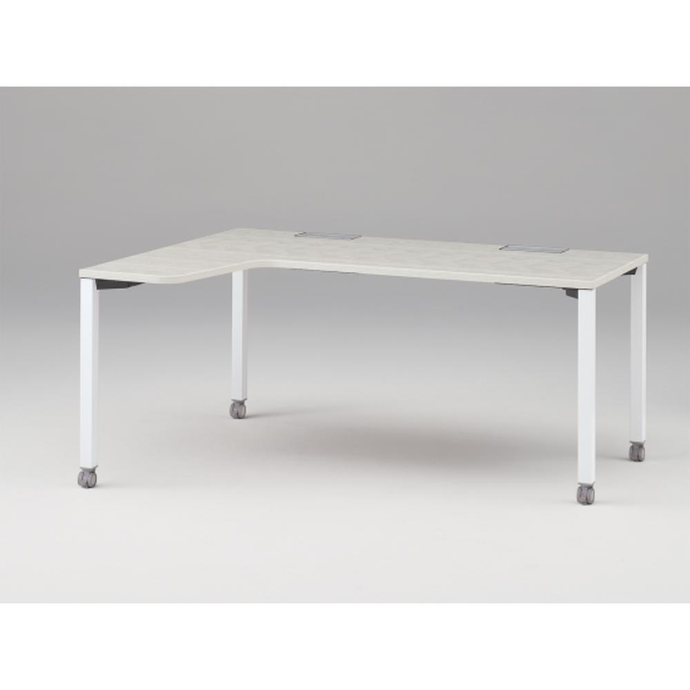 アクトリンク パーソナルテーブル 90°オペレーション（7/4） 左凸 キャスター脚 W1200(700)×D1200(430)×H720　JP-6274KLWC-WH　［WH：天板 61/アッシュドパインL×脚 W9/ホワイトW］