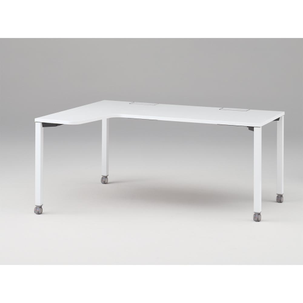 アクトリンク パーソナルテーブル 90°オペレーション（7/4） 左凸 キャスター脚 W1200(700)×D1200(430)×H720　JP-6274KLWC-WL　［WL：天板 W9/ホワイトW×脚 W9/ホワイトW］