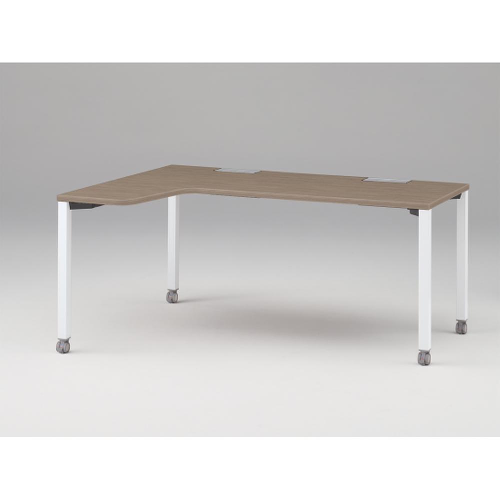 アクトリンク パーソナルテーブル 90°オペレーション（7/4） 左凸 キャスター脚 W1200(700)×D1200(430)×H720　JP-6274KLWC-WM　［WM：天板 71/アッシュドオークM×脚 W9/ホワイトW］
