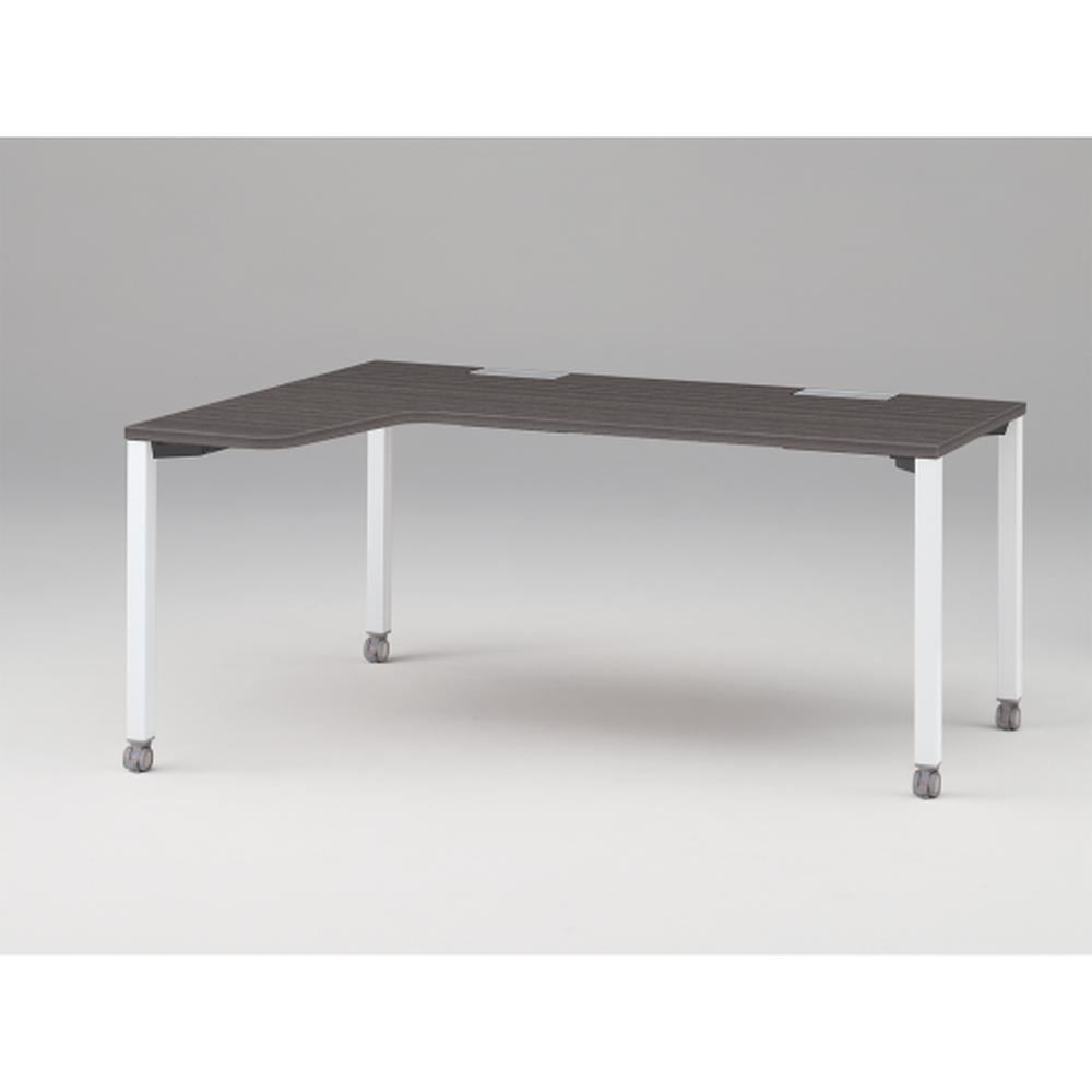 アクトリンク パーソナルテーブル 90°オペレーション（7/4） 左凸 キャスター脚 W1200(700)×D1200(430)×H720　JP-6274KLWC-WR　［WR：天板 81/アッシュドオークD×脚 W9/ホワイトW］