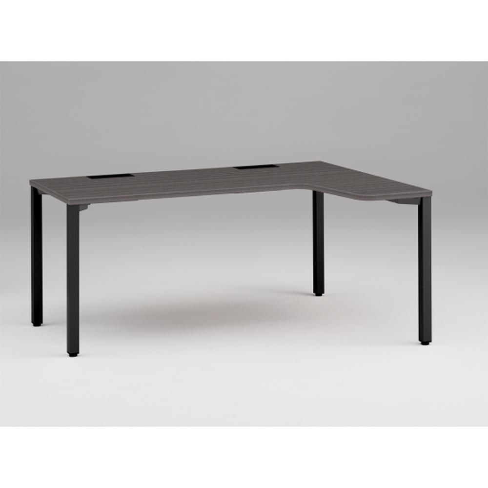 アクトリンク パーソナルテーブル 90°オペレーション（7/4） 右凸 アジャスター脚 W1200(700)×D1200(430)×H720　JP-6274KRWA-TR　［TR：天板 81/アッシュドオークD×脚 T1/サテンブラックT］