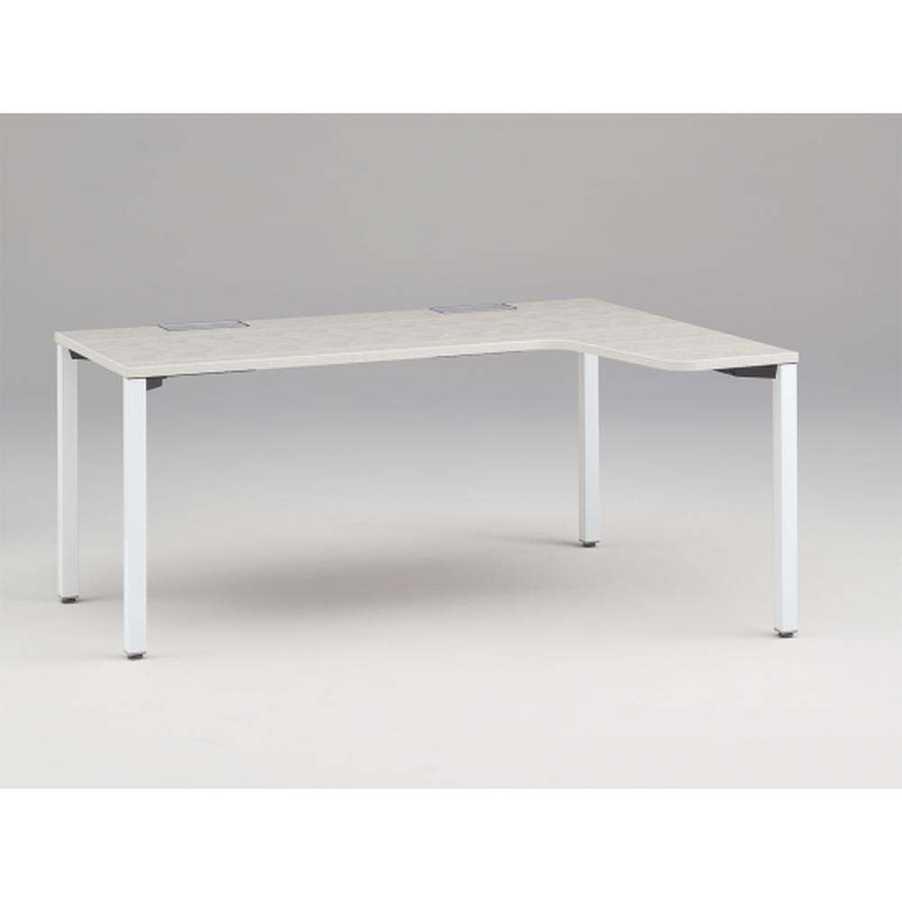 アクトリンク パーソナルテーブル 90°オペレーション（7/4） 右凸 アジャスター脚 W1200(700)×D1200(430)×H720　JP-6274KRWA-WH　［WH：天板 61/アッシュドパインL×脚 W9/ホワイトW］