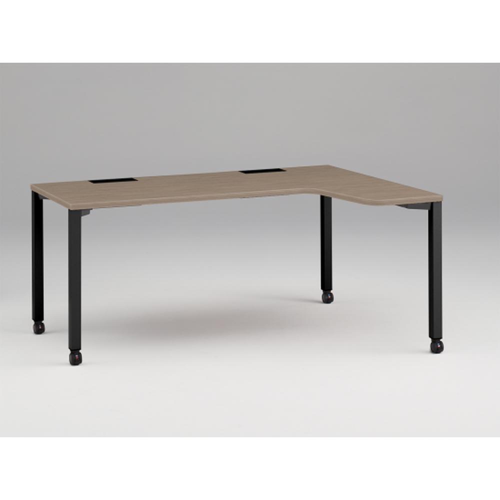 アクトリンク パーソナルテーブル 90°オペレーション（7/4） 右凸 キャスター脚 W1200(700)×D1200(430)×H720　JP-6274KRWC-TM　［TM：天板 71/アッシュドオークＭ×脚 T1/サテンブラックT］