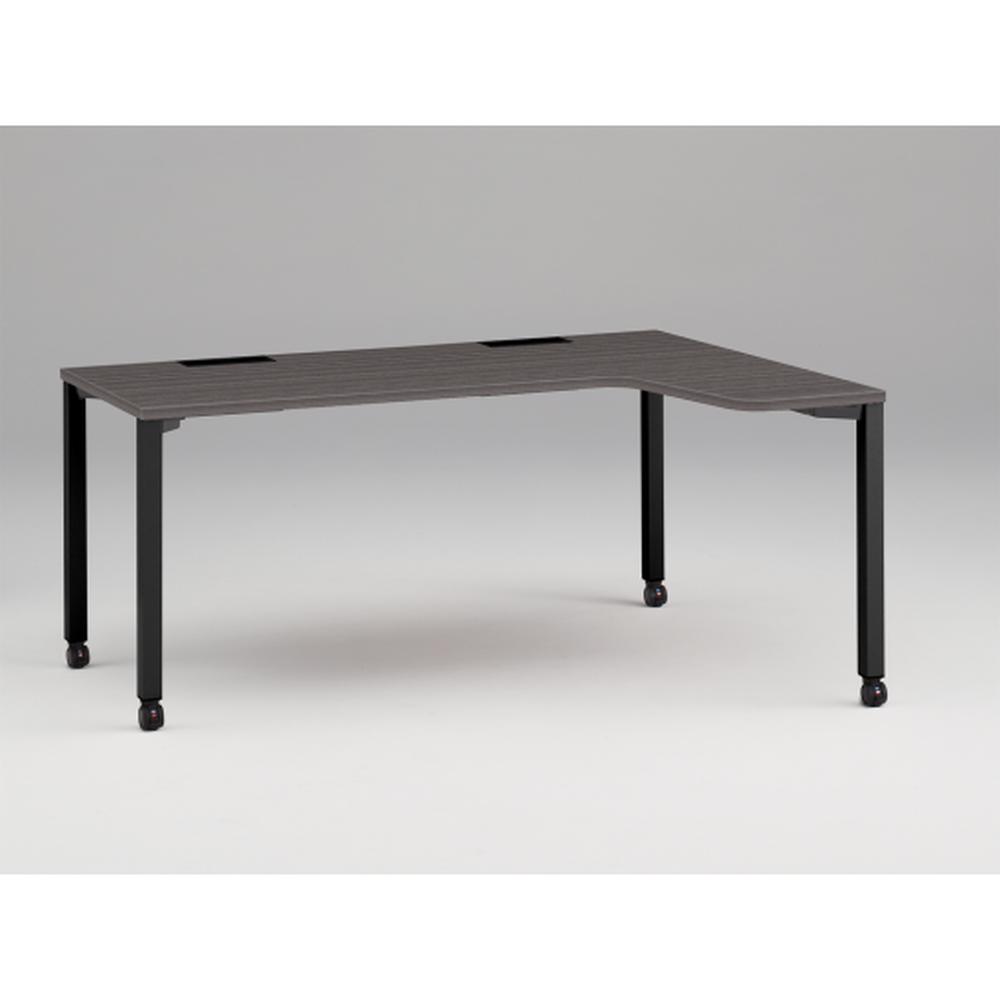 アクトリンク パーソナルテーブル 90°オペレーション（7/4） 右凸 キャスター脚 W1200(700)×D1200(430)×H720　JP-6274KRWC-TR　［TR：天板 81/アッシュドオークD×脚 T1/サテンブラックT］