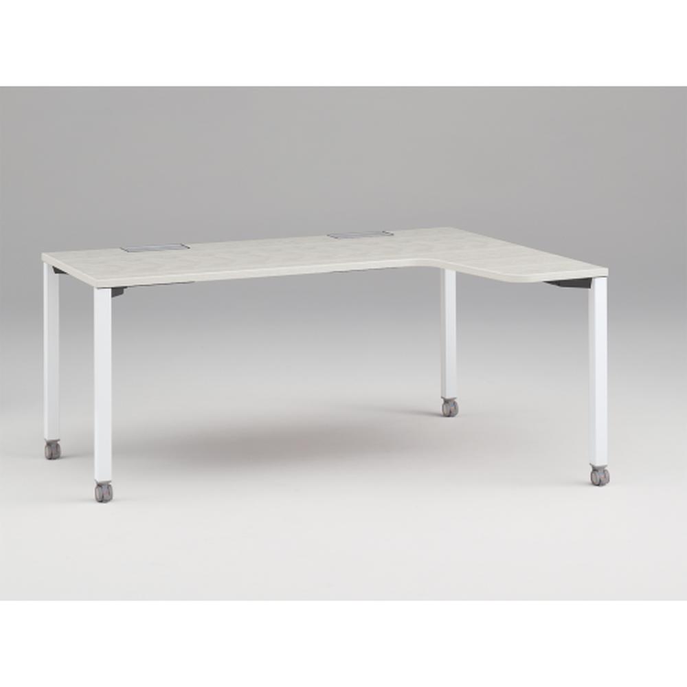 アクトリンク パーソナルテーブル 90°オペレーション（7/4） 右凸 キャスター脚 W1200(700)×D1200(430)×H720　JP-6274KRWC-WH　［WH：天板 61/アッシュドパインL×脚 W9/ホワイトW］