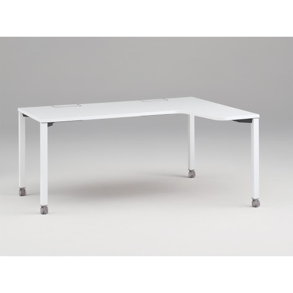 アクトリンク パーソナルテーブル 90°オペレーション（7/4） 右凸 キャスター脚 W1200(700)×D1200(430)×H720　JP-6274KRWC-WL　［WL：天板 W9/ホワイトW×脚 W9/ホワイトW］
