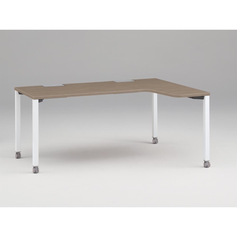 アクトリンク パーソナルテーブル 90°オペレーション（7/4） 右凸 キャスター脚 W1200(700)×D1200(430)×H720　JP-6274KRWC-WM　［WM：天板 71/アッシュドオークM×脚 W9/ホワイトW］