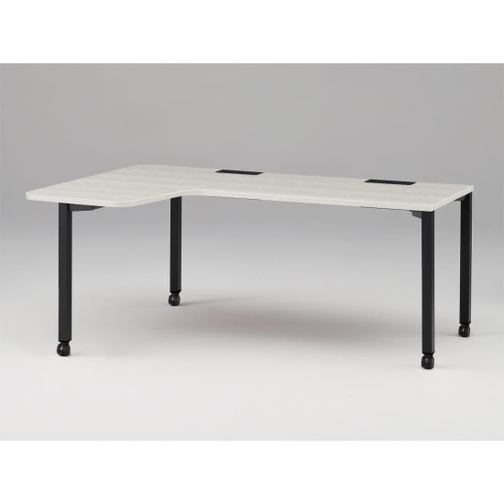 アクトリンク パーソナルテーブル 90°オペレーション レセプションタイプ 左凸 キャスター脚 W1800(700)×D1200(630)×H720　JP-8276KLWC-TH　［TH：天板 61/アッシュドパインL×脚 T1/サテンブラックT］