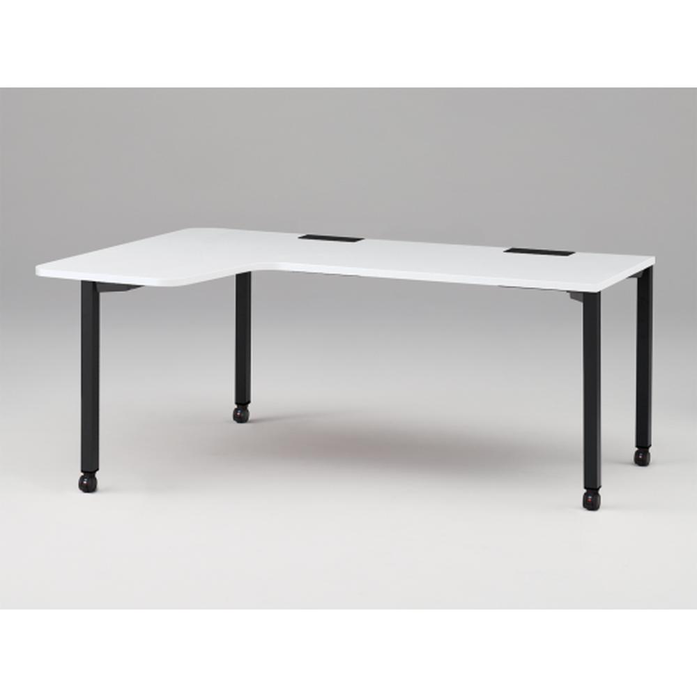 アクトリンク パーソナルテーブル 90°オペレーション レセプションタイプ 左凸 キャスター脚 W1800(700)×D1200(630)×H720　JP-8276KLWC-TL　［TL：天板 W9/ホワイトW×脚 T1/サテンブラックT］