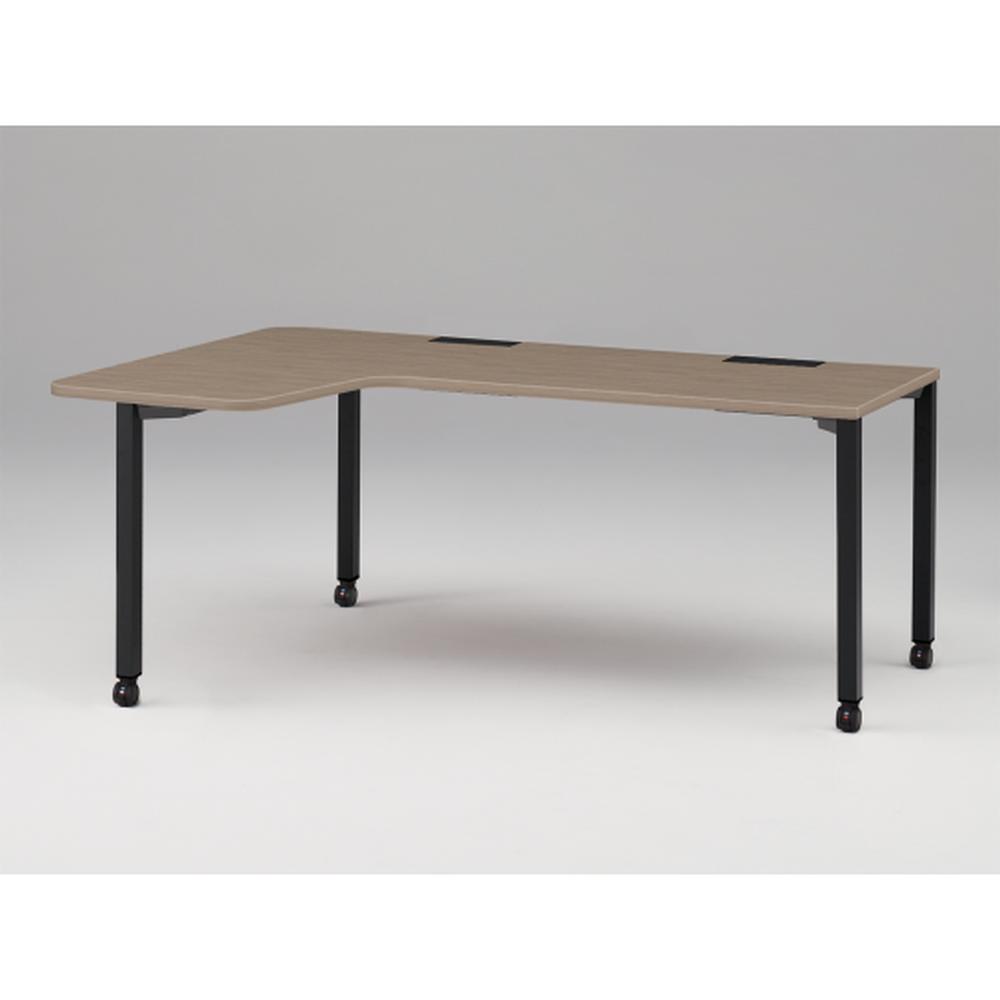 アクトリンク パーソナルテーブル 90°オペレーション レセプションタイプ 左凸 キャスター脚 W1800(700)×D1200(630)×H720　JP-8276KLWC-TM　［TM：天板 71/アッシュドオークＭ×脚 T1/サテンブラックT］