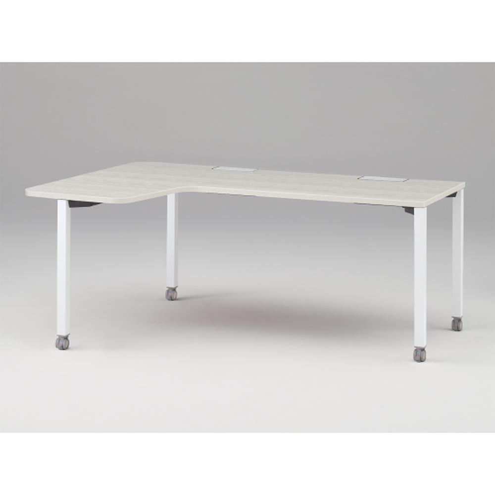 アクトリンク パーソナルテーブル 90°オペレーション レセプションタイプ 左凸 キャスター脚 W1800(700)×D1200(630)×H720　JP-8276KLWC-WH　［WH：天板 61/アッシュドパインL×脚 W9/ホワイトW］