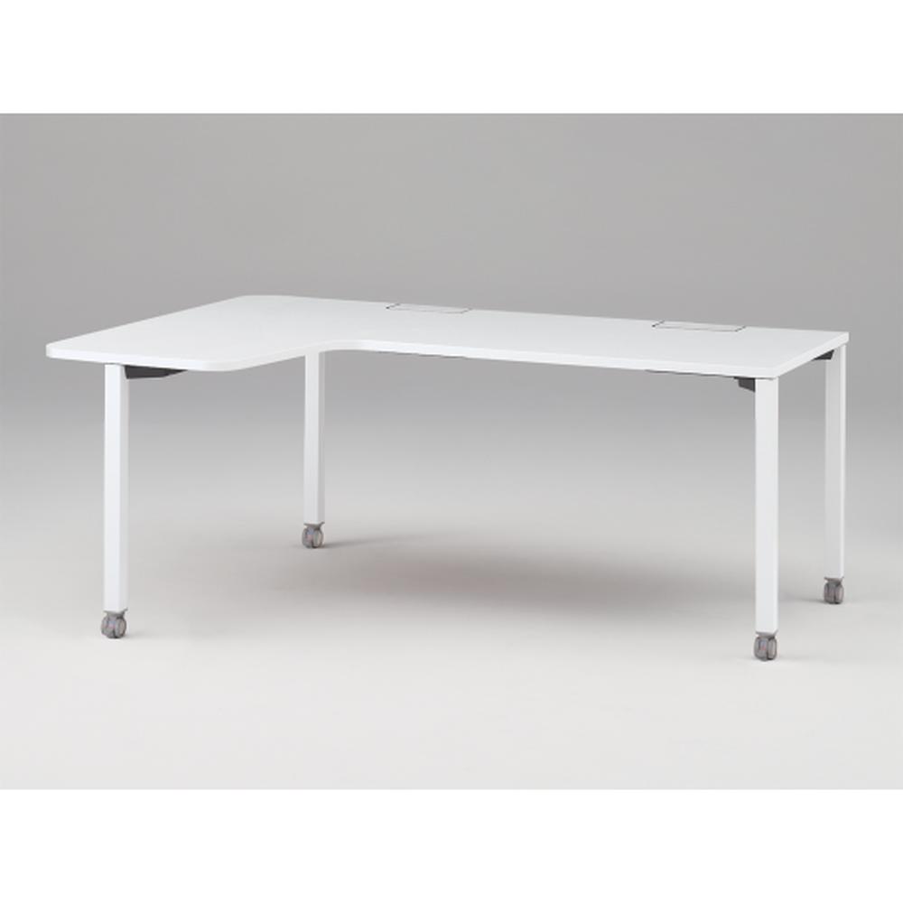 アクトリンク パーソナルテーブル 90°オペレーション レセプションタイプ 左凸 キャスター脚 W1800(700)×D1200(630)×H720　JP-8276KLWC-WL　［WL：天板 W9/ホワイトW×脚 W9/ホワイトW］