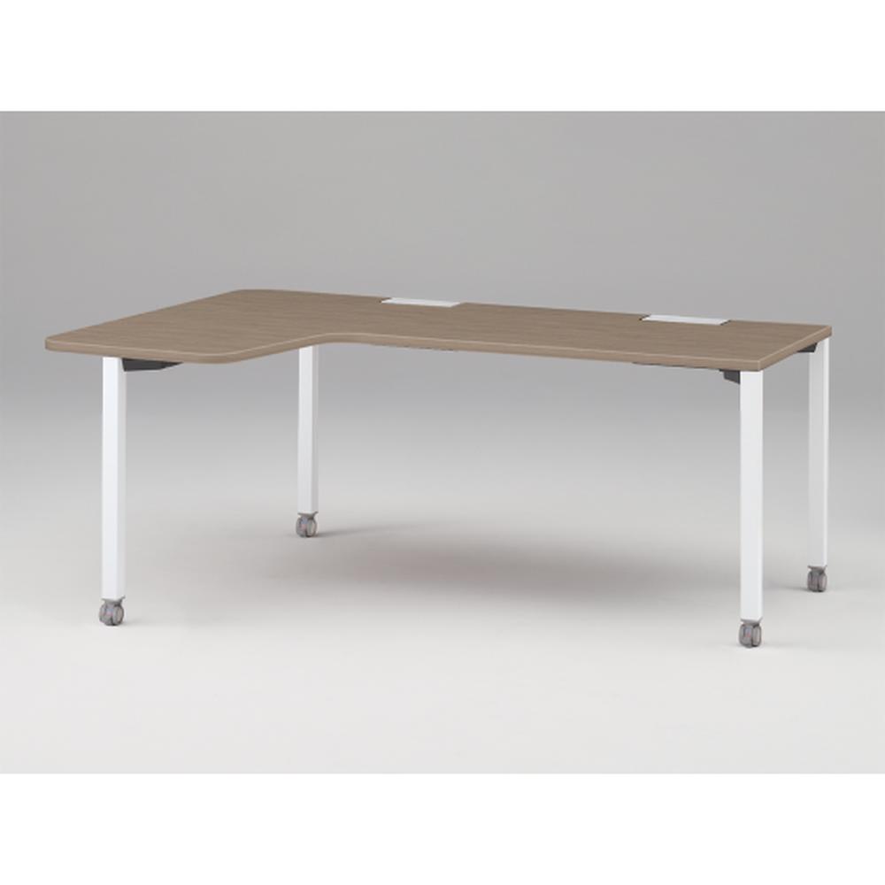 アクトリンク パーソナルテーブル 90°オペレーション レセプションタイプ 左凸 キャスター脚 W1800(700)×D1200(630)×H720　JP-8276KLWC-WM　［WM：天板 71/アッシュドオークM×脚 W9/ホワイトW］