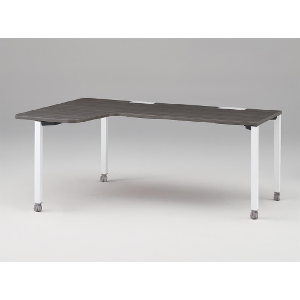 アクトリンク パーソナルテーブル 90°オペレーション レセプションタイプ 左凸 キャスター脚 W1800(700)×D1200(630)×H720　JP-8276KLWC-WR　［WR：天板 81/アッシュドオークD×脚 W9/ホワイトW］