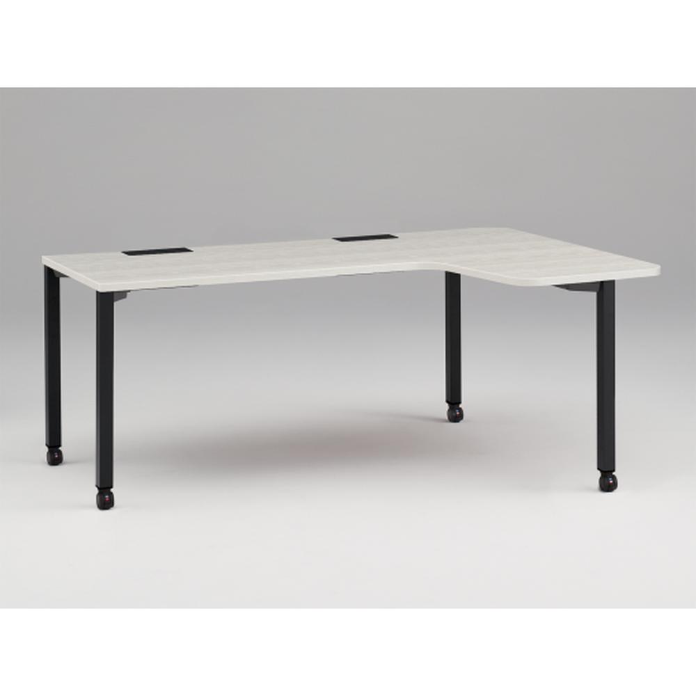 アクトリンク パーソナルテーブル 90°オペレーション レセプションタイプ 右凸 キャスター脚 W1800(700)×D1200(630)×H720　JP-8276KRWC-TH　［TH：天板 61/アッシュドパインL×脚 T1/サテンブラックT］
