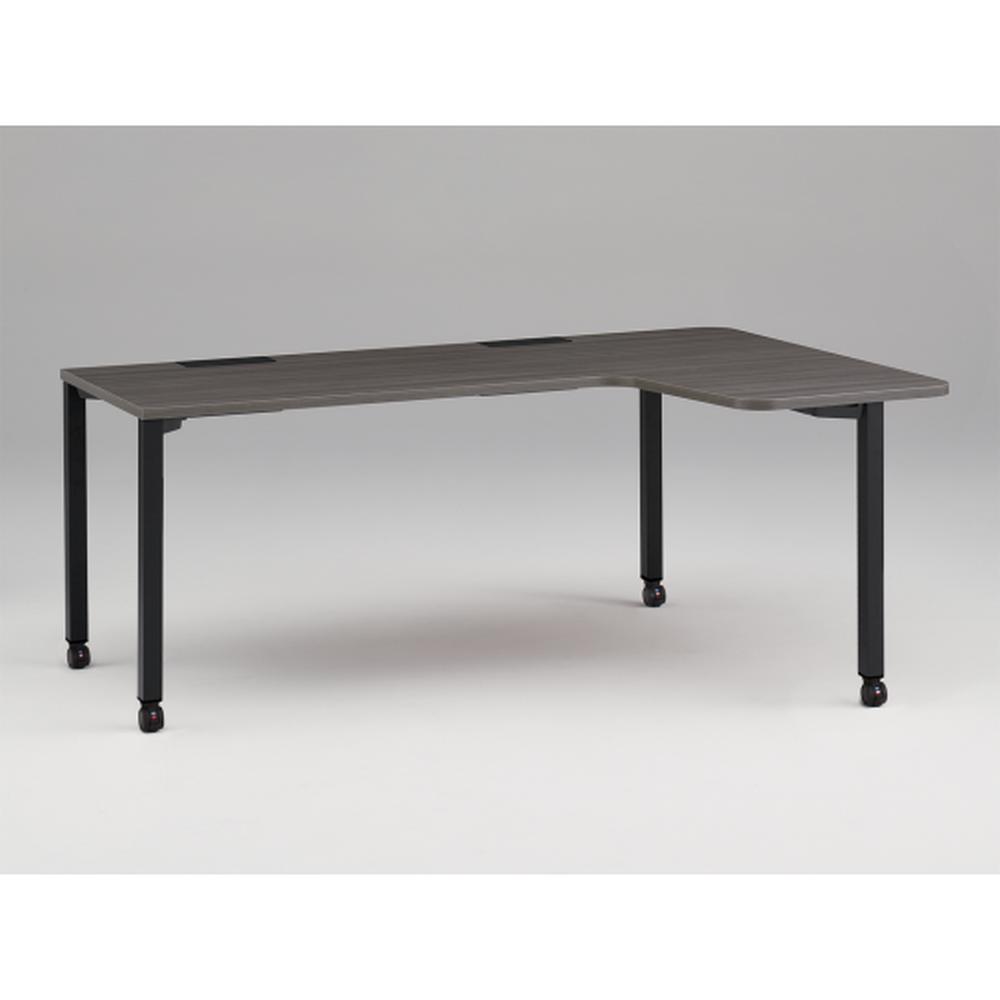 アクトリンク パーソナルテーブル 90°オペレーション レセプションタイプ 右凸 キャスター脚 W1800(700)×D1200(630)×H720　JP-8276KRWC-TR　［TR：天板 81/アッシュドオークD×脚 T1/サテンブラックT］