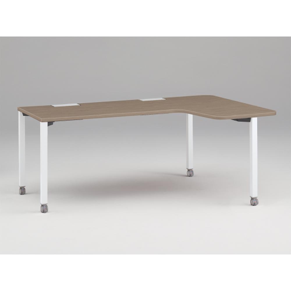 アクトリンク パーソナルテーブル 90°オペレーション レセプションタイプ 右凸 キャスター脚 W1800(700)×D1200(630)×H720　JP-8276KRWC-WM　［WM：天板 71/アッシュドオークM×脚 W9/ホワイトW］