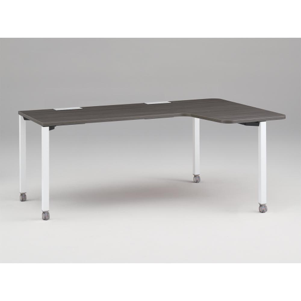 アクトリンク パーソナルテーブル 90°オペレーション レセプションタイプ 右凸 キャスター脚 W1800(700)×D1200(630)×H720　JP-8276KRWC-WR　［WR：天板 81/アッシュドオークD×脚 W9/ホワイトW］