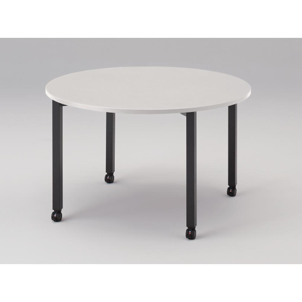 アクトリンク ミーティングテーブル 円型 配線キャップなし キャスター脚 φ1200×H720　JPM-1212CNC-TL　［TL：天板 W9/ホワイトW×脚 T1/サテンブラックT］