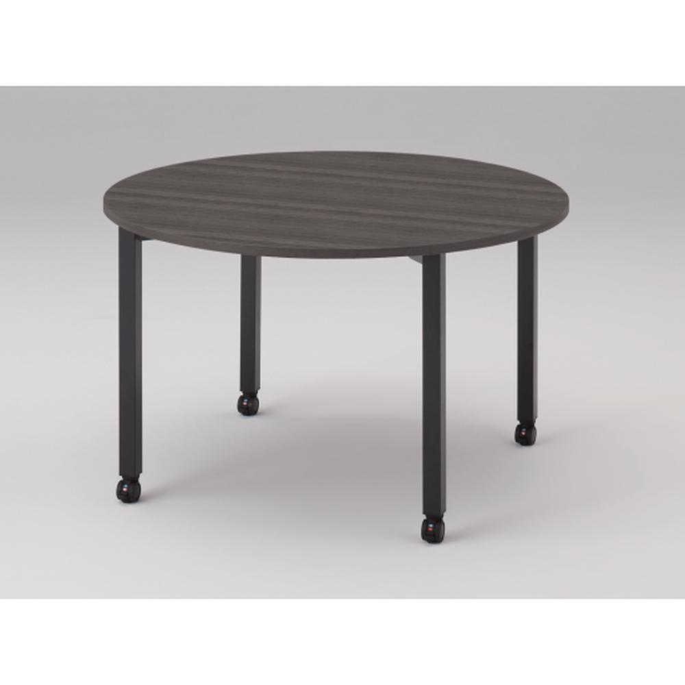 アクトリンク ミーティングテーブル 円型 配線キャップなし キャスター脚 φ1200×H720　JPM-1212CNC-TR　［TR：天板 81/アッシュドオークD×脚 T1/サテンブラックT］